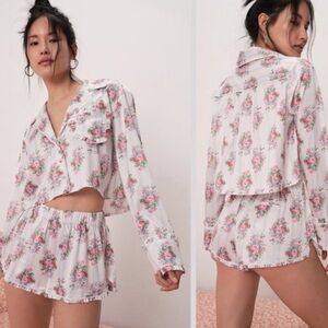 For Love And Lemons Pink Floral Pajama Set